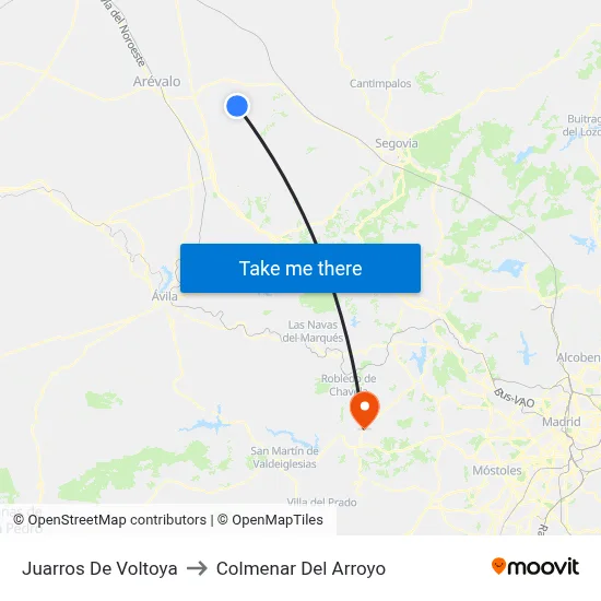 Juarros De Voltoya to Colmenar Del Arroyo map