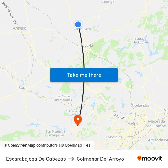 Escarabajosa De Cabezas to Colmenar Del Arroyo map