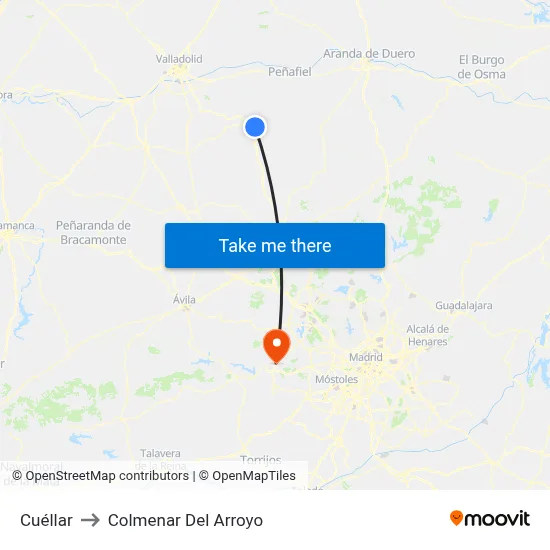 Cuéllar to Colmenar Del Arroyo map