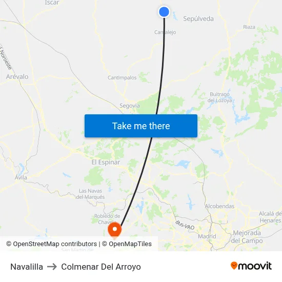 Navalilla to Colmenar Del Arroyo map