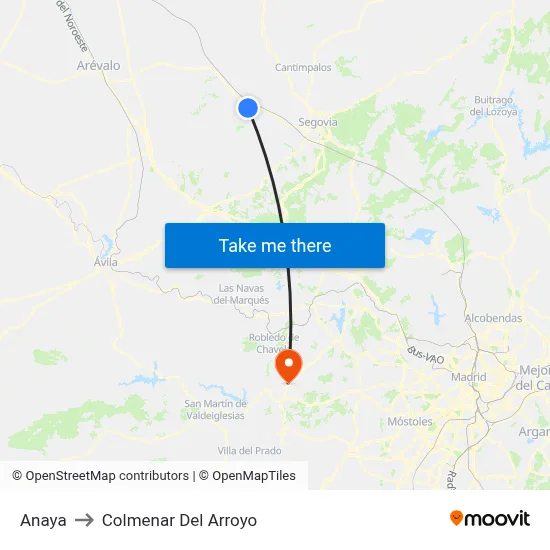 Anaya to Colmenar Del Arroyo map