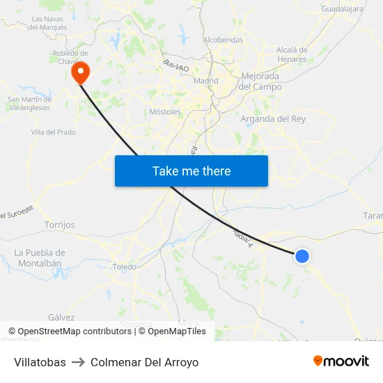 Villatobas to Colmenar Del Arroyo map