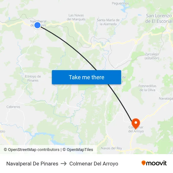 Navalperal De Pinares to Colmenar Del Arroyo map