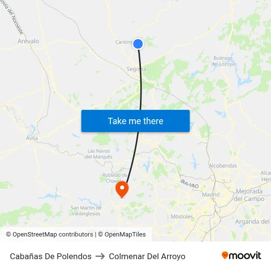 Cabañas De Polendos to Colmenar Del Arroyo map