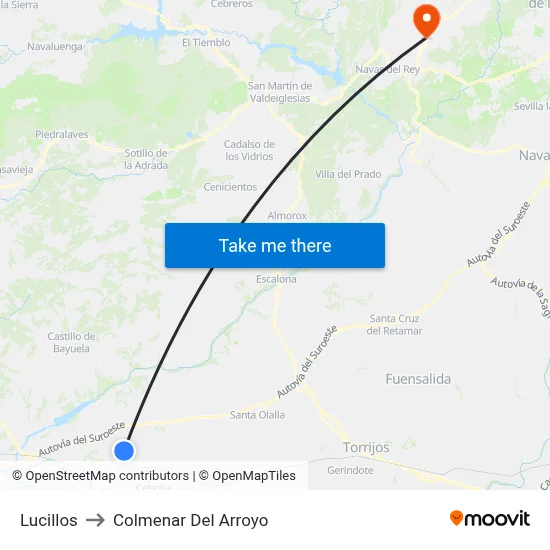 Lucillos to Colmenar Del Arroyo map