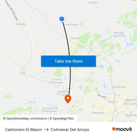 Carbonero El Mayor to Colmenar Del Arroyo map
