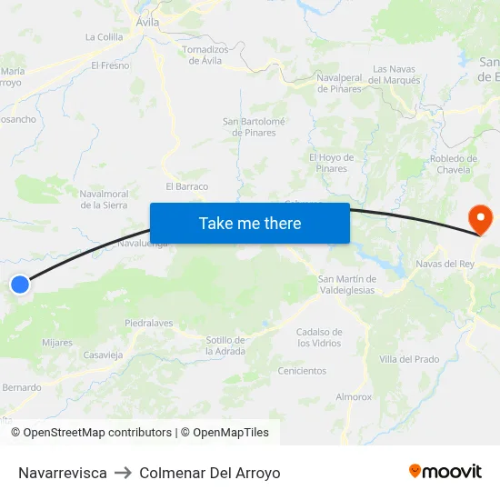 Navarrevisca to Colmenar Del Arroyo map