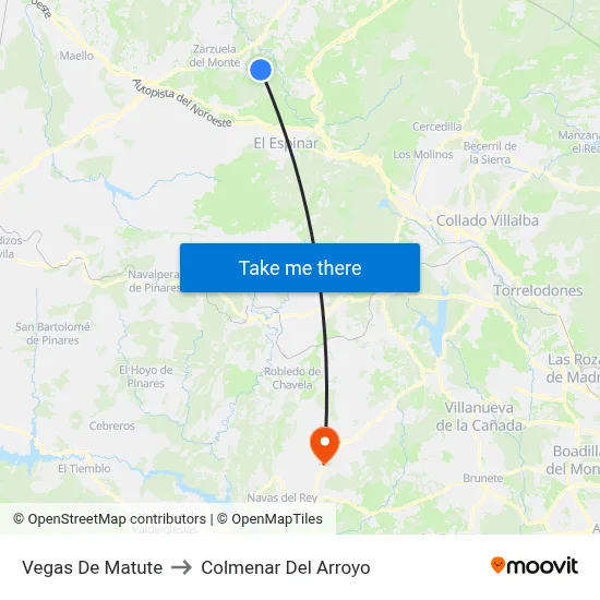 Vegas De Matute to Colmenar Del Arroyo map
