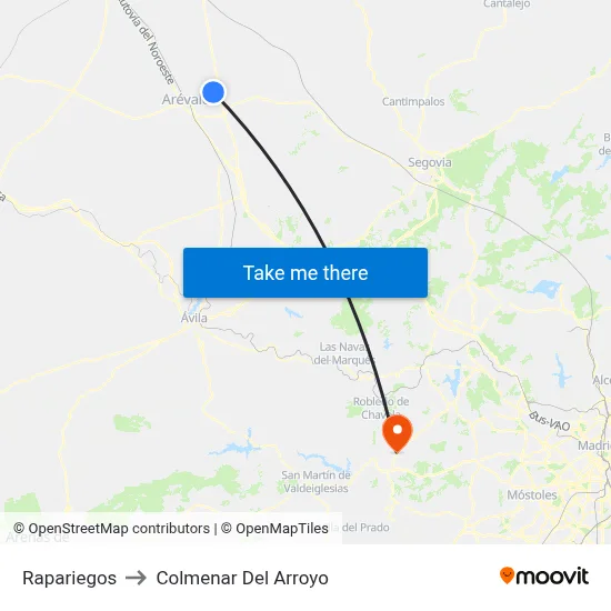 Rapariegos to Colmenar Del Arroyo map