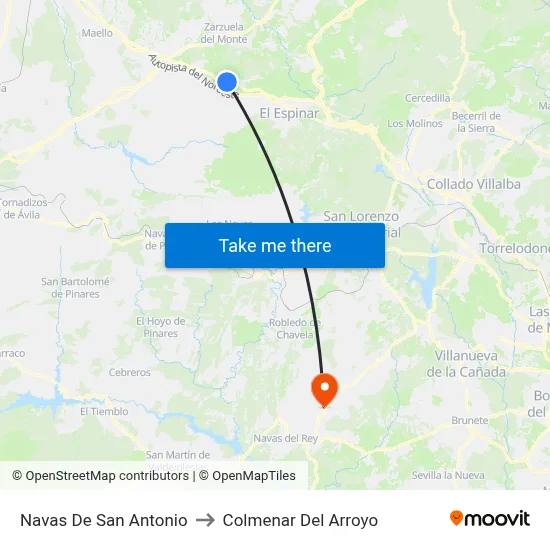Navas De San Antonio to Colmenar Del Arroyo map