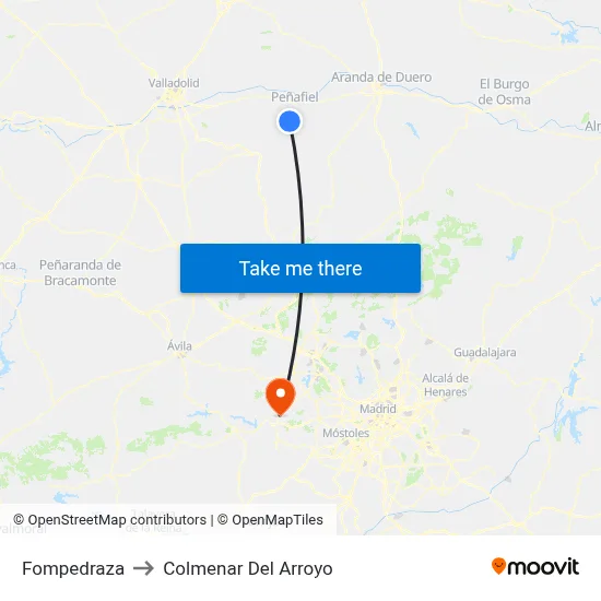 Fompedraza to Colmenar Del Arroyo map