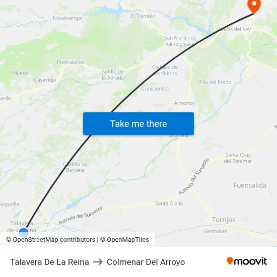 Talavera De La Reina to Colmenar Del Arroyo map