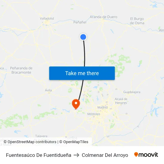 Fuentesaúco De Fuentidueña to Colmenar Del Arroyo map