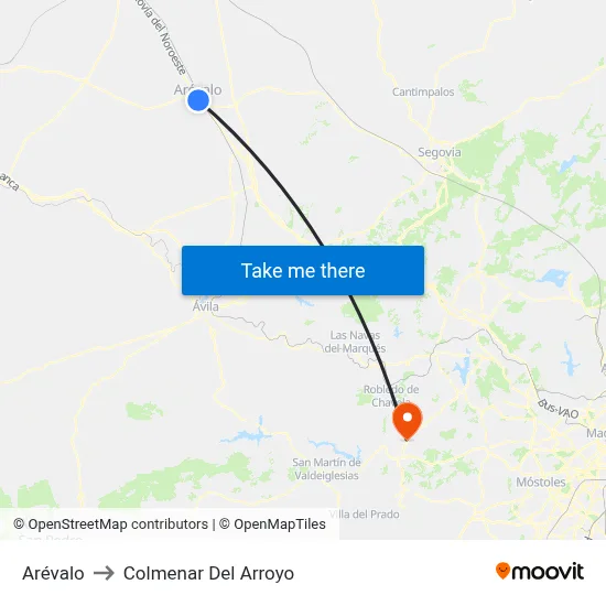 Arévalo to Colmenar Del Arroyo map