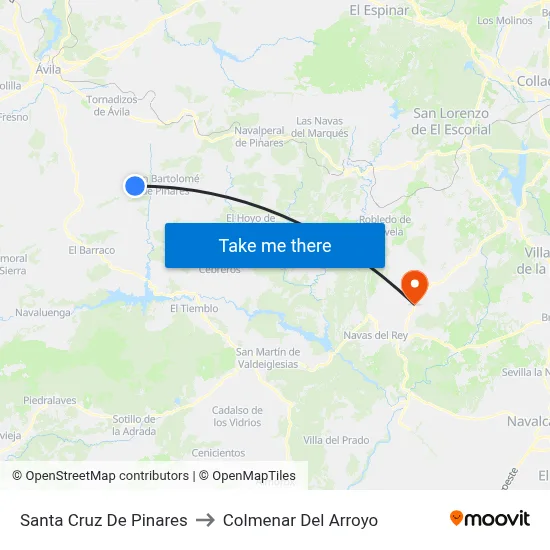 Santa Cruz De Pinares to Colmenar Del Arroyo map