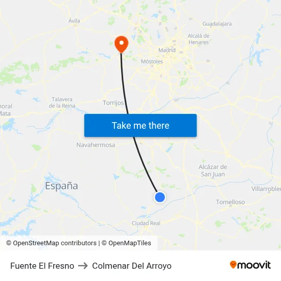 Fuente El Fresno to Colmenar Del Arroyo map