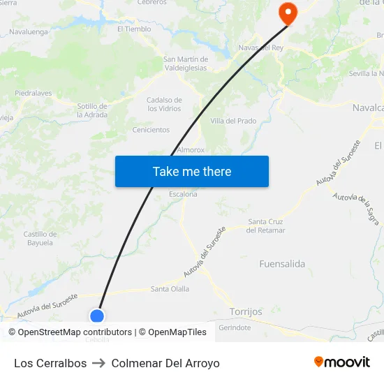 Los Cerralbos to Colmenar Del Arroyo map