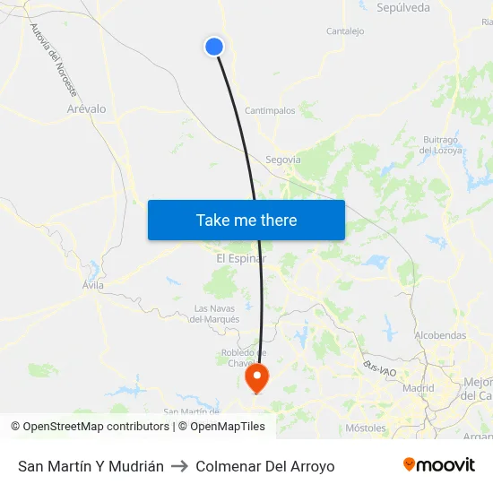 San Martín Y Mudrián to Colmenar Del Arroyo map