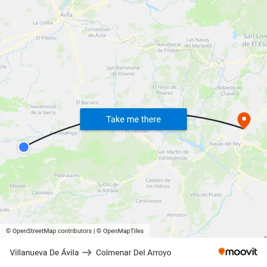 Villanueva De Ávila to Colmenar Del Arroyo map