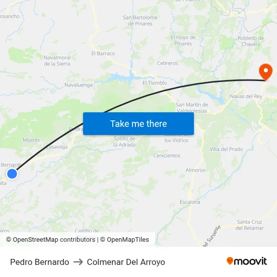 Pedro Bernardo to Colmenar Del Arroyo map