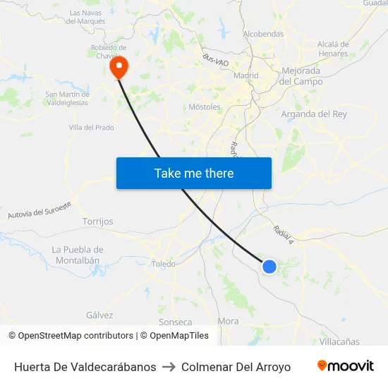 Huerta De Valdecarábanos to Colmenar Del Arroyo map