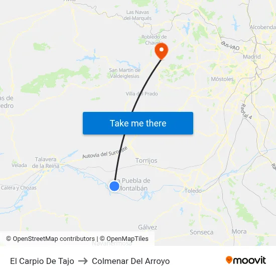 El Carpio De Tajo to Colmenar Del Arroyo map