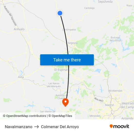 Navalmanzano to Colmenar Del Arroyo map