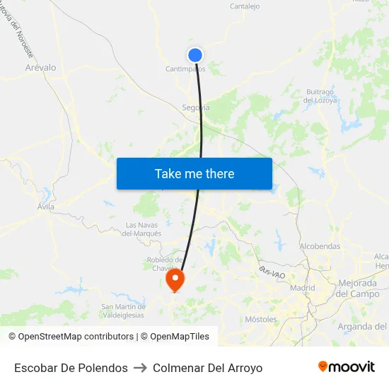 Escobar De Polendos to Colmenar Del Arroyo map