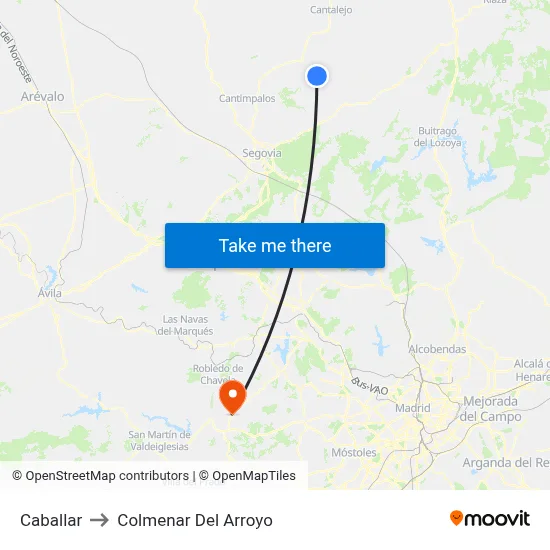 Caballar to Colmenar Del Arroyo map