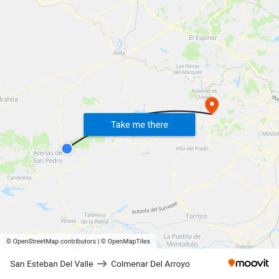 San Esteban Del Valle to Colmenar Del Arroyo map