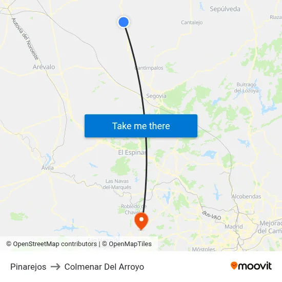 Pinarejos to Colmenar Del Arroyo map