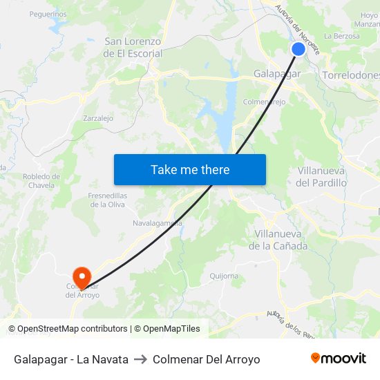 Galapagar - La Navata to Colmenar Del Arroyo map