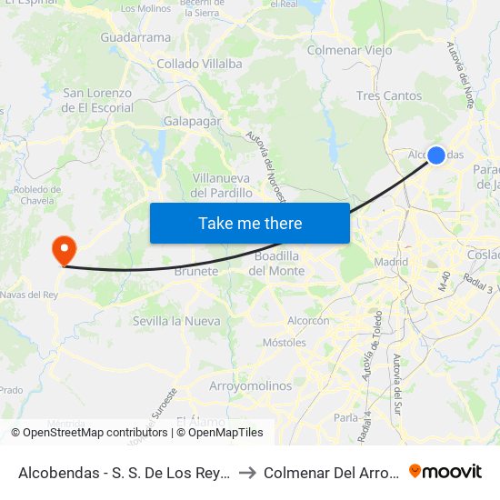 Alcobendas - S. S. De Los Reyes to Colmenar Del Arroyo map
