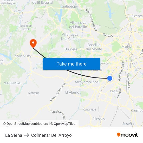 La Serna to Colmenar Del Arroyo map