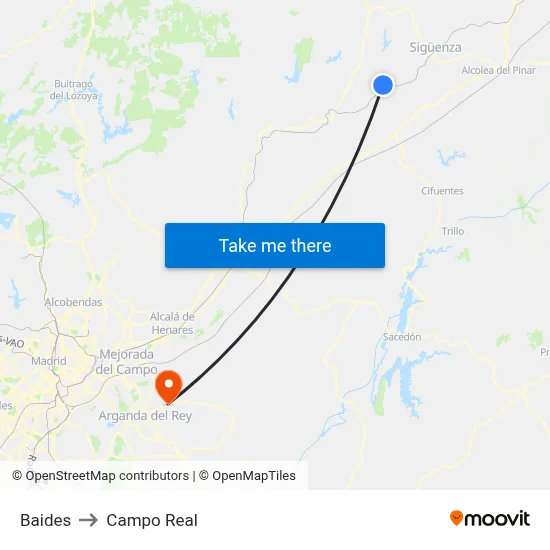 Baides to Campo Real map