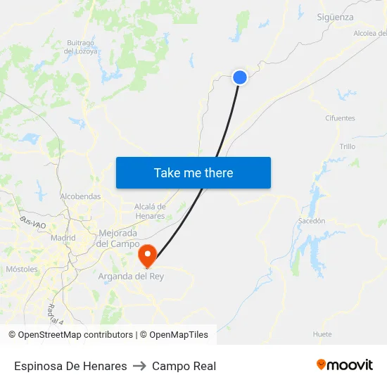 Espinosa De Henares to Campo Real map