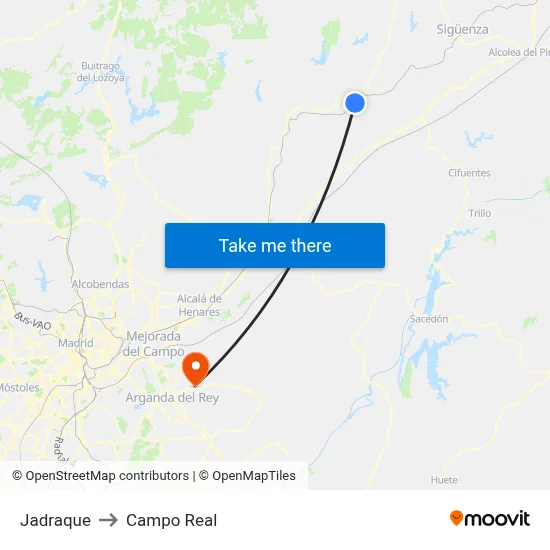 Jadraque to Campo Real map