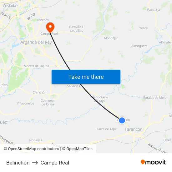Belinchón to Campo Real map