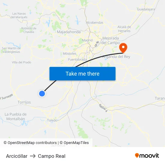 Arcicóllar to Campo Real map