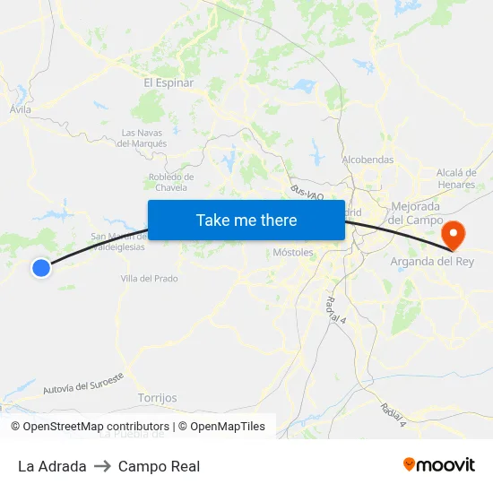 La Adrada to Campo Real map