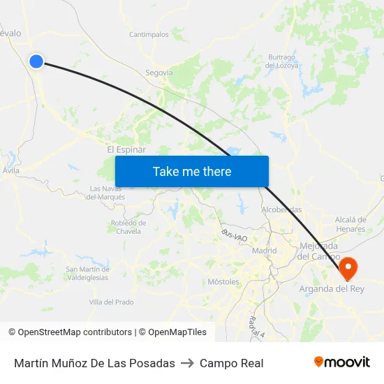 Martín Muñoz De Las Posadas to Campo Real map