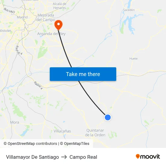 Villamayor De Santiago to Campo Real map