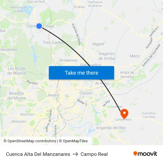 Cuenca Alta Del Manzanares to Campo Real map