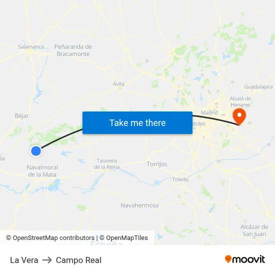 La Vera to Campo Real map