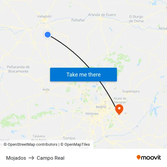 Mojados to Campo Real map