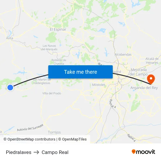 Piedralaves to Campo Real map