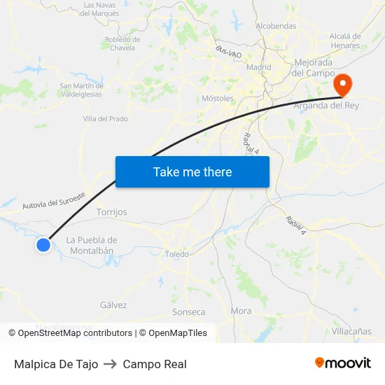 Malpica De Tajo to Campo Real map