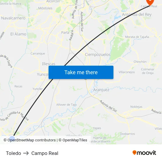 Toledo to Campo Real map