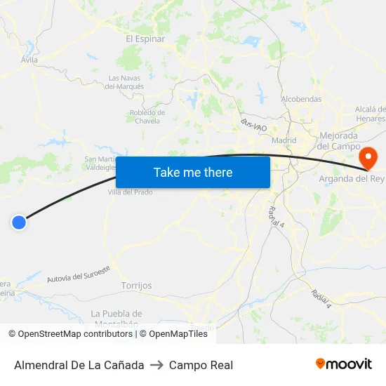 Almendral De La Cañada to Campo Real map