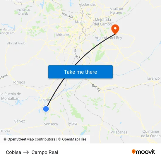 Cobisa to Campo Real map